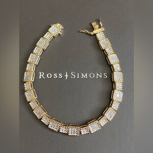 Ross-Simons 18k gold over 925 Sterling Silver Diamond Accent  Bracelet Size 7.25